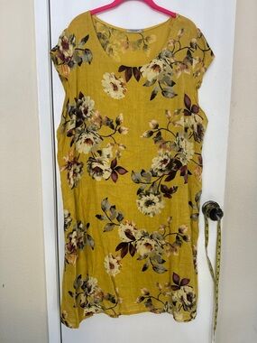 Women’s Floral Midi Dress in Mustard Yellow